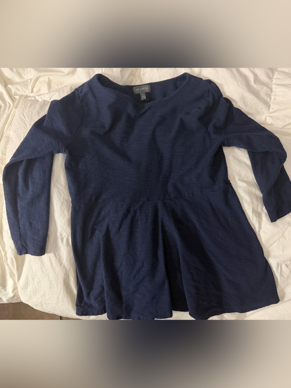 The Limited Navy Long Sleeve Peplum Shirt